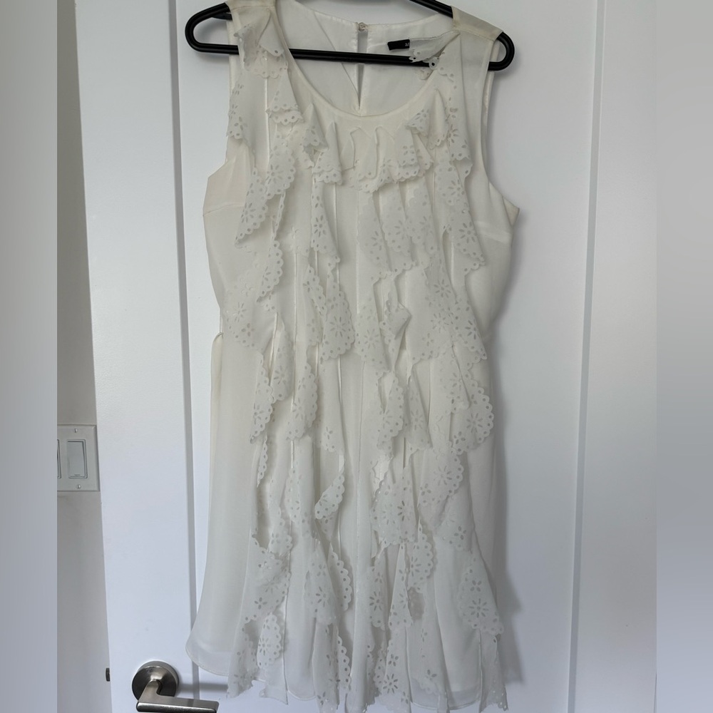 White Sleeveless Ruffle Dress Mendocino